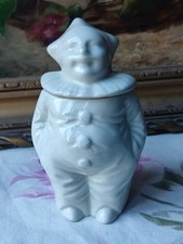 ANCIEN PETIT POT MOUTARDIER PIERROT EN PORCELAINE 
