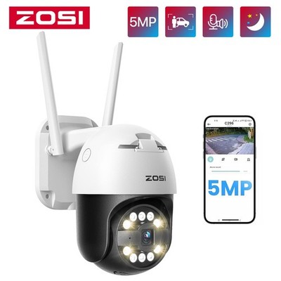 ZOSI 5MP Funk Überwachungskamera Außen 360°Wi-Fi 6 PTZ Schwenkbar Farbnachtsicht