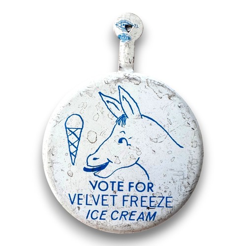 Vintage 1950s Velvet Freeze Ice Cream Political Donkey Celluloid Tab Pin