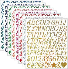 8 Sheets 1 Inch Glitter Letter Stickers Self Adhesive Gold Script 840 PCS Vinyl