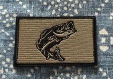 SPORT FISHING BASS 2x3 Embroidered Morale Patch Hook Backing Brand New