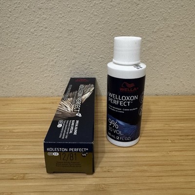Wella Koleston Perfect 12/81 Special Blonde/Pearl Ash & 30 Vol developer 2oz ea