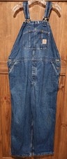 Carhartt R07 DST Denim Bib Overalls Blue Workwear Carpenter Mens 44x30 Union USA
