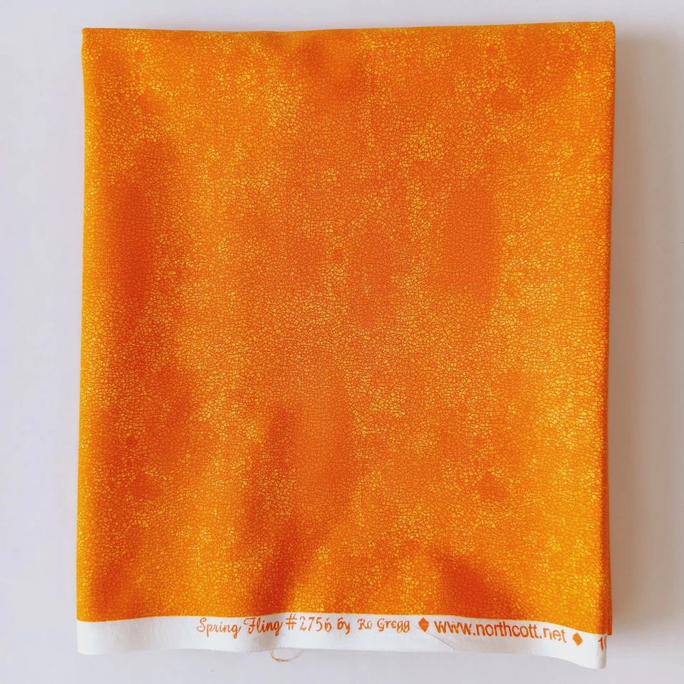 Lote de 3 telas de algodón con acolchado floral naranja a cuadros 1 yarda 12", 1 yda, 17" Foto 2 de 4