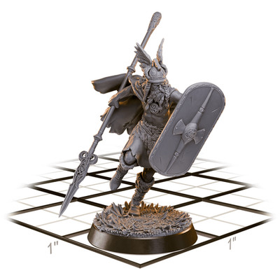 Barbarian Shield-Warrior 32mm Scale Resin Miniature 3D Printed D&D RPG Spear