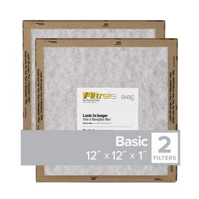 3M FPL10-2PK-24 Filtrete Synthetic Flat Panel Filter 12Hx12Wx1D in. (Pack of 24)