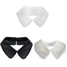 Embroidery Beaded Mesh Faux Collar Neckpiece for Women Detachable Blouse Collar