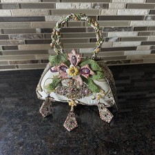 Mary Frances Beaded Embellished Hard Case Rare/Unique Floral Purse. Tags