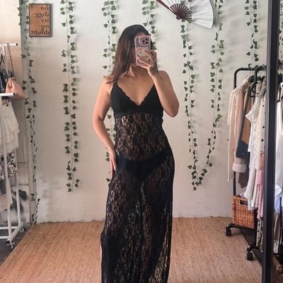 Twiggy black lace maxi dress. Size small. Made of nylon and rayon