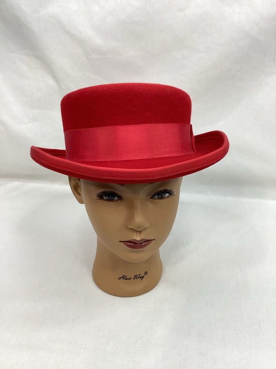 Smithbilt Red Felt Fedora Hat Size 7 1/4 Made in Calgary  display picture 2