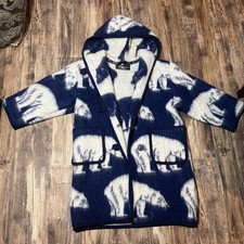 Vintage Lillunn Polar Bear Wool Blanket Coat Made in Norway Size Small