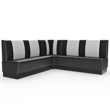 Americano Retro Eckbank | 184x184 cm | Dinerbank Set Schwarz & Weiß | Gastro Sit