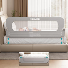 Foldable Bed Rail for Toddlers - 59" Safety Guard Rail in Light Gray