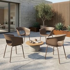 Produktbild - Gartenstühle 4er Set ergonomisch Balkonstühle mit Armlehne Refurbished
