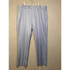 Roundtree  Yorke Travel Smart Mens Dress Pants 40x32 Blue Gray Flat Front