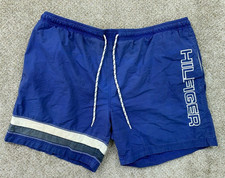 Tommy Hilfiger Swim Trunks Men's Extra Large Blue Spell Out Board Shorts VTG Y2K