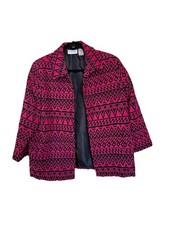 Alfred Dunner Women's Red Tribal Print Blazer Size 14 Long Sleeves