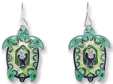 Sue Coccia Silver Plated Turtle Montage Dangle Earrings