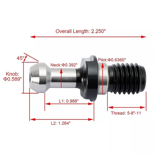 20PC 45° 0.589" Coolant Pull Stud Retention Knob Replacement for HAAS Toshiba - Picture 4 of 8