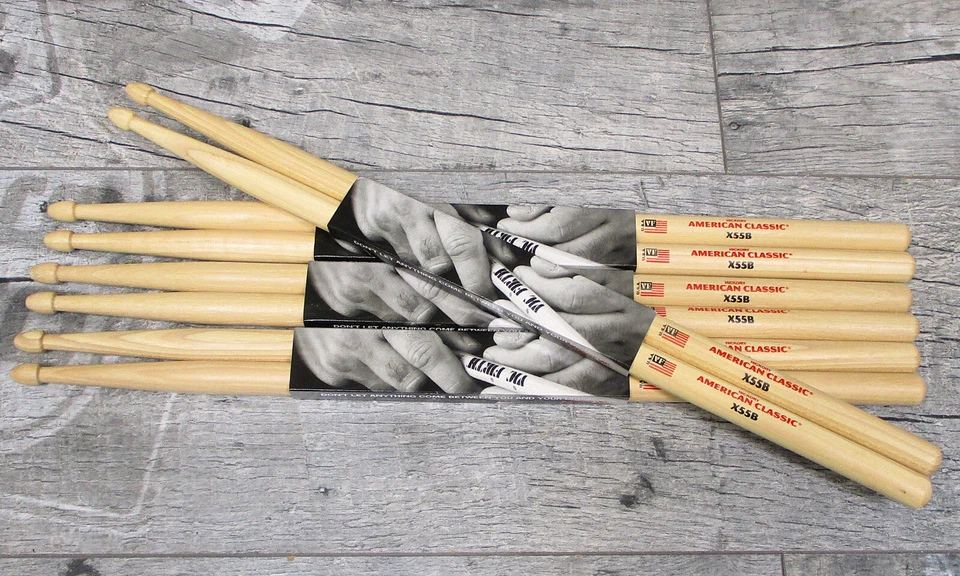 6 Paar Vic Firth X55B USA Drumsticks Stöcke Hickory •MEGADEAL•
