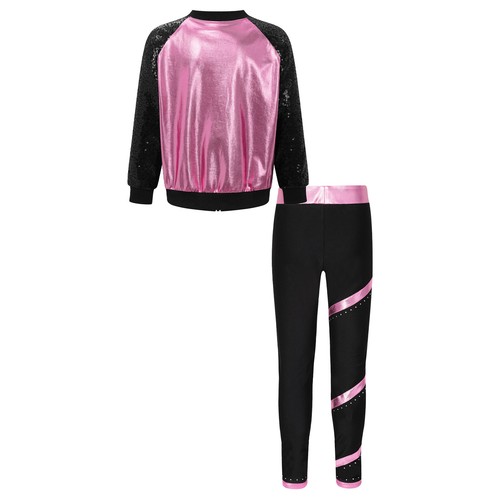 Kids Boys Girls Dance Outfits Workout Coat With Trousers Dancewear Hip Hop Gym - Picture 24 of 41