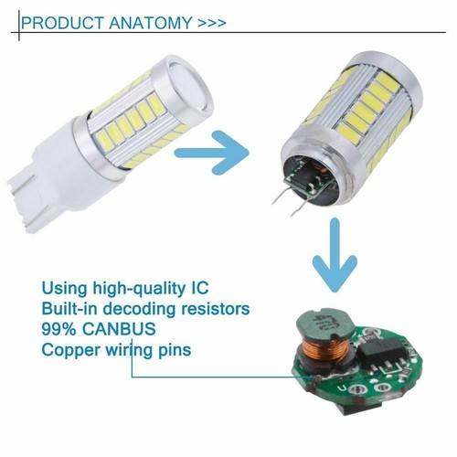 2PCS T20 White Light 7443 5630 5730 33SMD LED Car Brake Tail DRL Stop Bulb Lamp - Bild 3 von 10