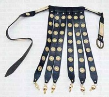 Medieval Knight Roman Handmade Waist Leather Belt W/ Casted Brass Fittings Gift