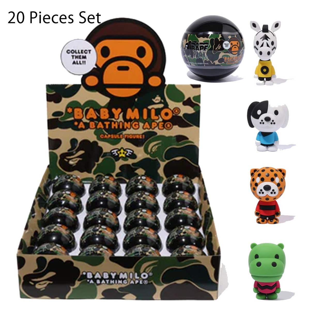 A BATHING APE BABY MILO CAPSULE FIGURE BOX ( 20 pieces set