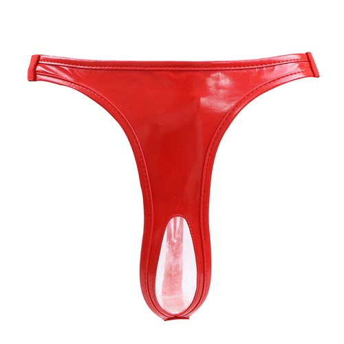 Womens Hollow Out Low Rise Thongs T-back PU Leather Underwear Briefs Lingerie- - Picture 14 of 22