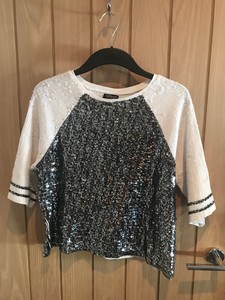 white and silver sequin top