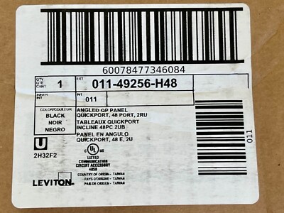 Leviton 49256-H48 QuickPort Modular Angled RackMount Patch Panel 48-Port 2U~TNT