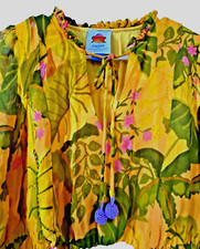 FARM RIO x Palms Anthropologie Boho Maxi Dress Sx XS Orange Green Pink