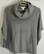 White House Black Market Gray Cowl Neck Shawl Style Sweater Closed Sides M