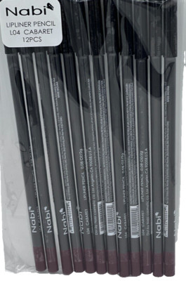 NABI LIPLINER PENCIL, L04 CABARET,  12 PCS 7.5'' LONG -FREE SHIPPING