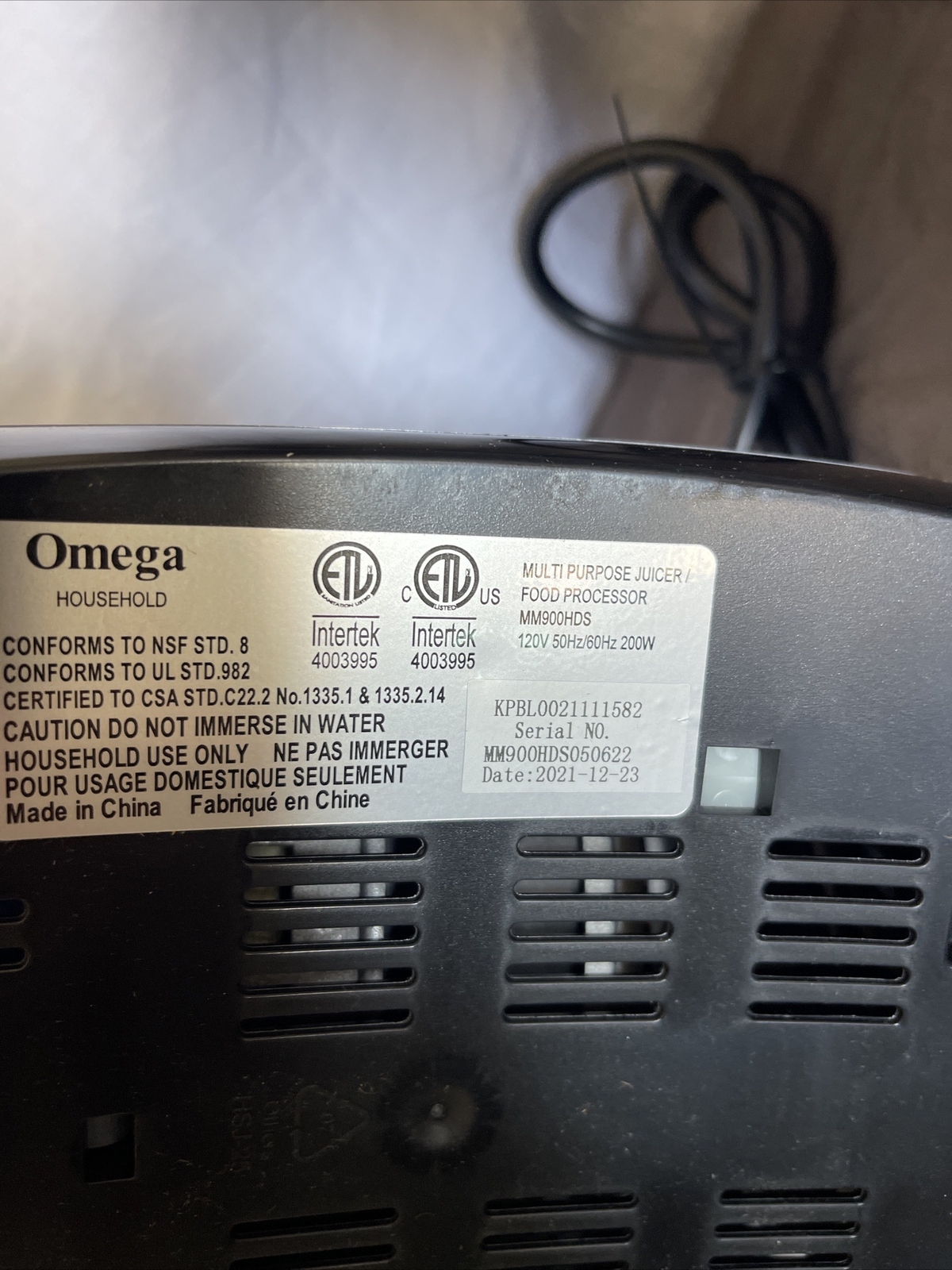 Omega MM900HDS Juicer Slow Masticating Adjust Dial See details