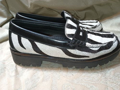 G.H. Bass & Co. Weejuns Penny Loafers Zebra Print W7.5 - Picture 8 of 9
