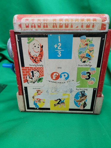 Vintage Fisher-Price Registrierkasse aus Holz #972 ohne Münzen 60er Jahre - Bild 5 von 6