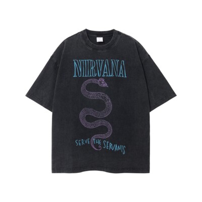 Unisex Washed T-Shirt Oversized Streetwear Nirvana Serve In