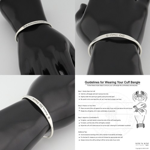925 Silver Groomsmen Bracelet ✔️ Personalised Men's Wedding Gift Cuff - Picture 8 of 20