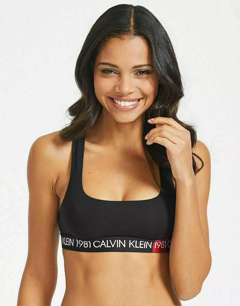 NWT Calvin Klein Women's 1981 Bold Logo Cotton Unlined Bralette QF5577