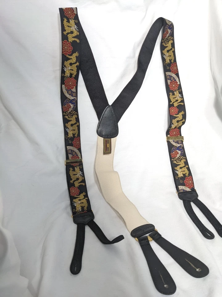 Trafalgar Edição Limitada Suspensórios de Seda Dragão Chinês Braços Jacquard Latão PRETO - Imagem 2 de 4