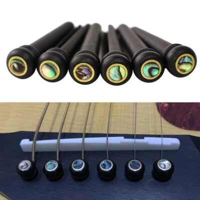 MARKENLOS 6pc/satz Akustikgitarre Ebenholz Bridge Pins Abalone Dot Inlay Messing Kreisrock