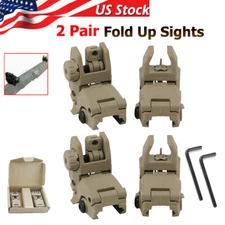 2 Pair Tactical Low Profile Flip-up Backup Sight Folding Sights Front & Rear Set