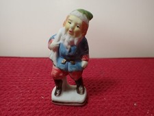 Vintage 1930's Japan Bisque Santa Claus with Sack in Blue Coat Christmas Figure