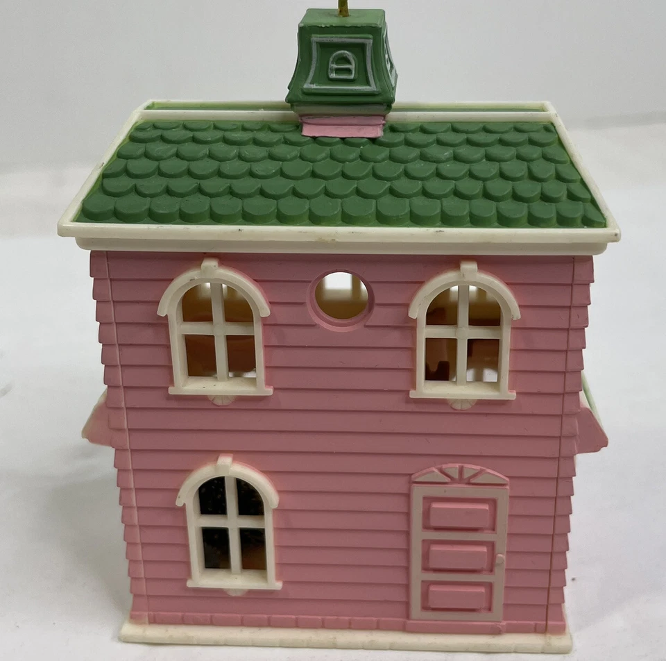 Russ Ornamento Casa Rosa Verde Borde Navidad Colgante Vacaciones Foto 3 de 4