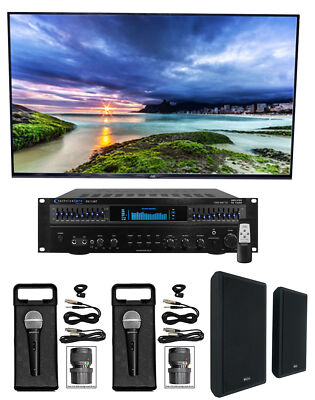 Technical Pro Home Karaoke Machine System+(2) 5.25'' Black Wall Mount Speakers