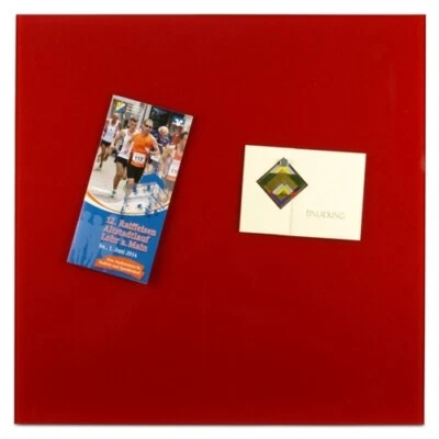 MAGNETS4YOU Glas-Magnettafel 50 x 50 cm mit Stift und Magneten, Rot - Pinnwand - Tafel -