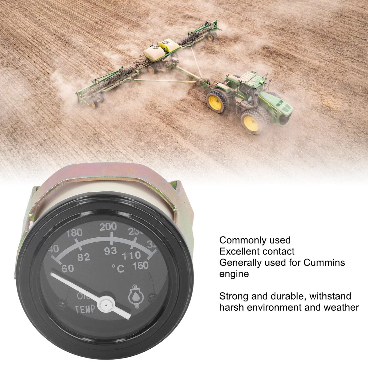 Oil Temperature Gauge Diesel Engine Temp Thermometer Dustproof