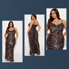 Women's Fashion Nova Adriana Sequin Maxi Dress Size 3X With Tags