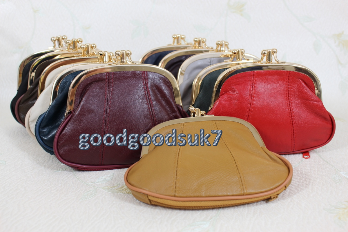 New Ladies Soft Leather Ball Snap Clasp Zips Purse Clutch /Coin Bag Wallet